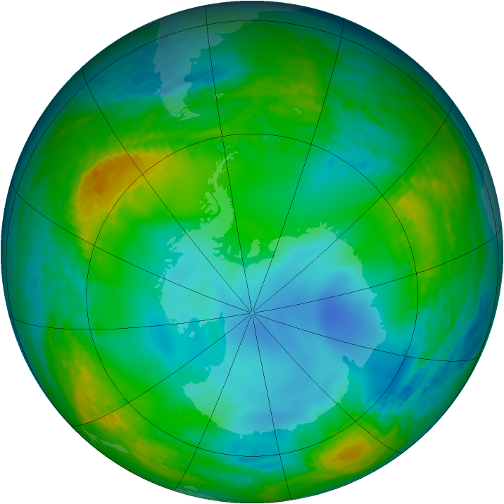 Antarctic ozone map for 11 July 1990